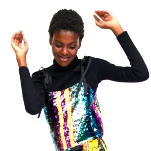 Zara Multicolored Sequin Striped Crop Top Size Small NWT - Picture 8 of 10